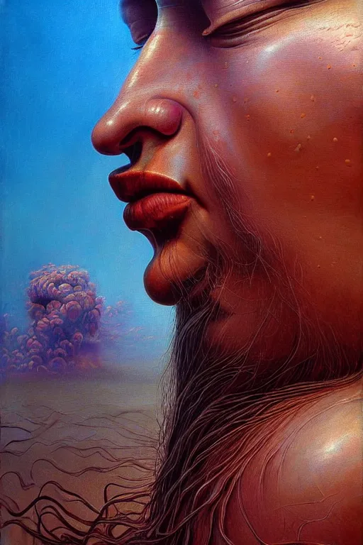 Prompt: hyperrealistic close-up baroque psychedelic organic!! in another dimension highly detailed concept art eric zener elson peter cinematic hard synthweave lighting high angle hd 8k sharp shallow depth of field, inspired by Zdzisław Beksiński