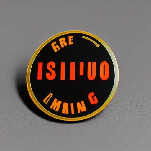 Image similar to a photo of a retro 1 9 7 0 s minimalistic clean fire warning label enamel pin, studio lighting, behance