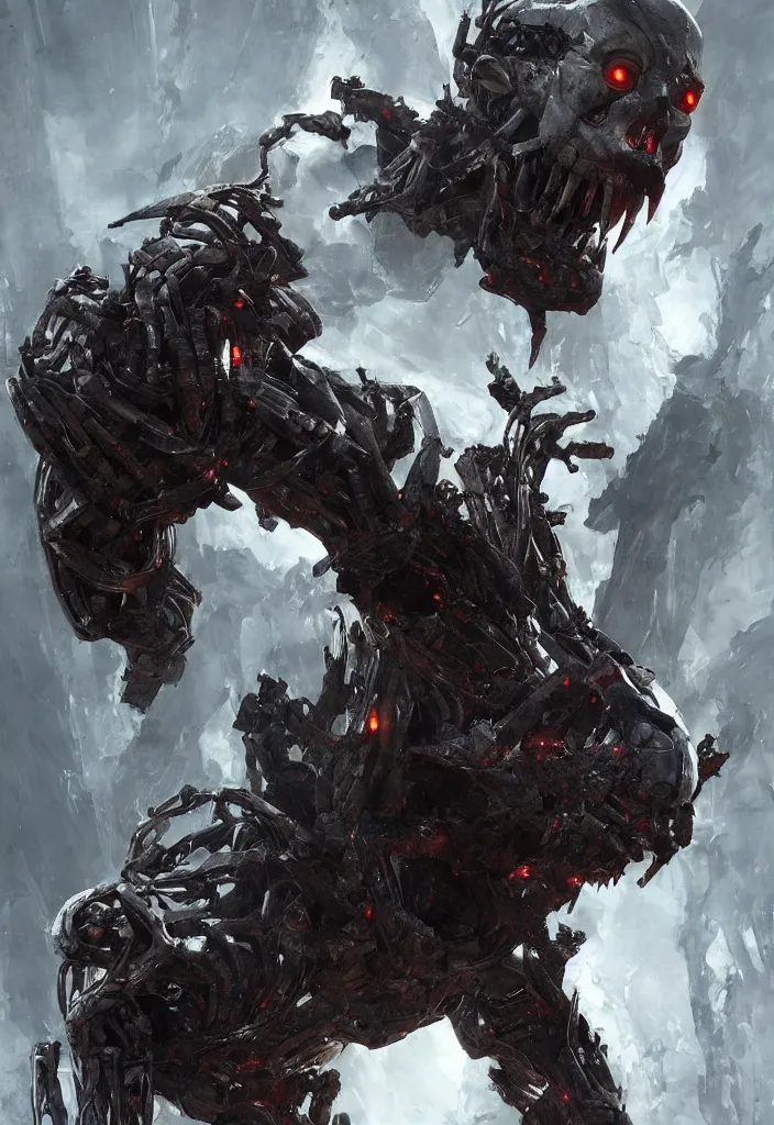 Image similar to willem dafoe as victor stone, full body concept, cyborg, borg, strogg, face of a man, terminator, flesh, quake strogg, doom demon, wolfenstein, monstrous, symmetry, symmetrical, concept art by ruan jia and greg rutkowski