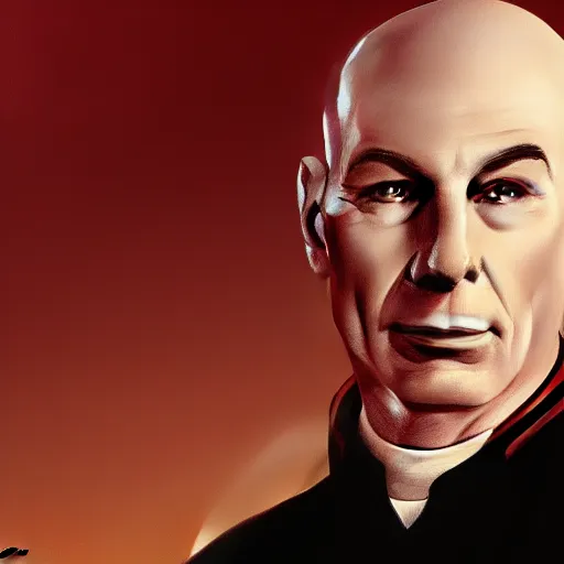 Prompt: portrait of jean - luc picard uss enterprise by jama jurabaev, extremely detailed, trending on artstation, high quality, brush stroke