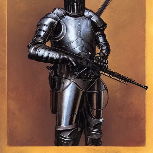 Prompt: portrait of a knight with an ar - 1 5, by gerald brom