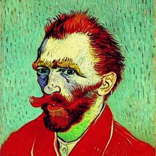 Prompt: communist clown portrait, van gogh