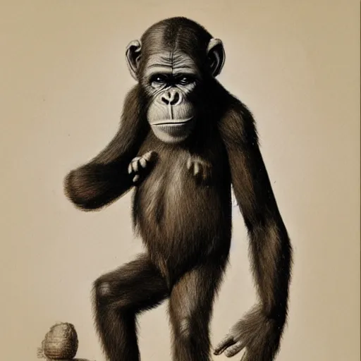 Prompt: Darwin drawn like an ape