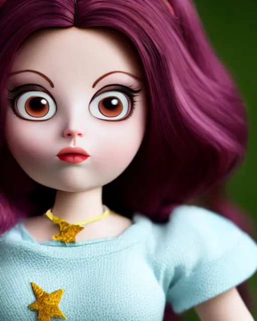 Image similar to high quality presentation photo of a cute Louise Griffin from family guys porcelain doll in the style of mark ryden photography 4k, f1.8 anamorphic, bokeh, 4k, Canon, Nikon