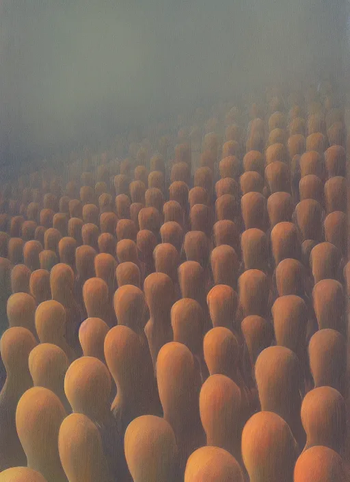 Prompt: crowd with head cones Edward Hopper and James Gilleard, Zdzislaw Beksinski highly detailed