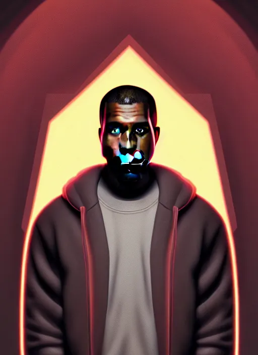 Prompt: symmetry!! portrait of kanye west, tech wear, glowing lights!! intricate, elegant, highly detailed, digital painting, artstation, concept art, smooth, sharp focus, illustration, art by artgerm and greg rutkowski and alphonse mucha