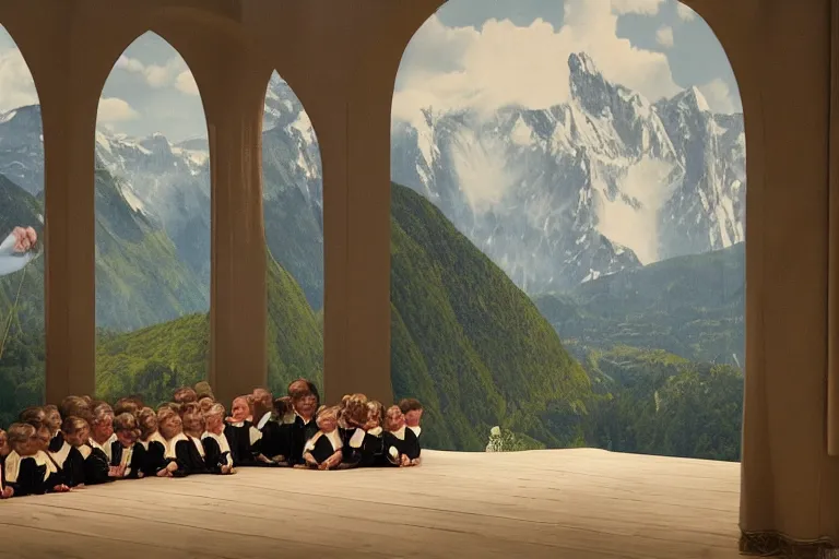 Image similar to still image from the sound of music by the wakowski brothers, ultra detailed, finely detailed