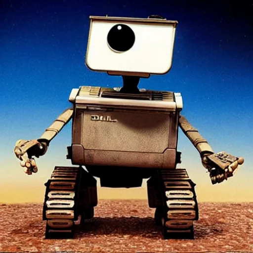 Image similar to wall - e with art direction by salvador dali