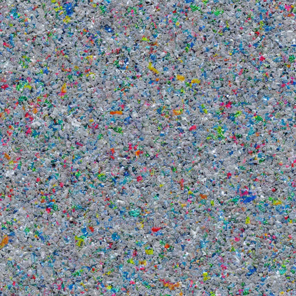 Prompt: a texture of white and very small colorful recycled plastic texture, sustainable materials, texture for 3 d, pet, hdpe, ldpe, pp, ps, pvc, pbr, pbr texture, cg, 3 d, rendering, unreal engine, cryengine