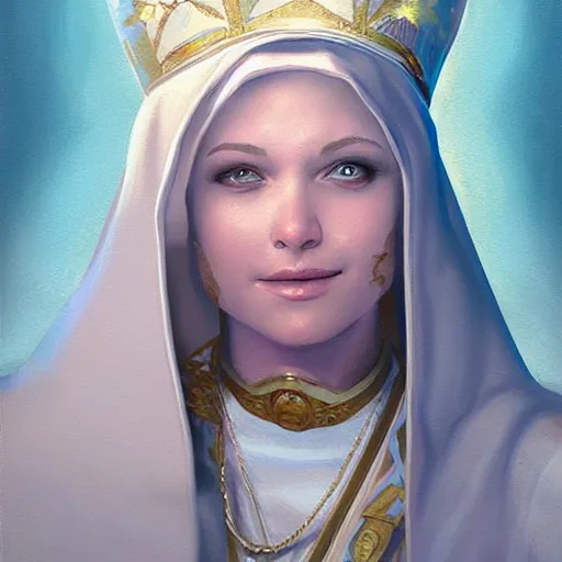 Image similar to female pope, an oil painting by ross tran and thomas kincade