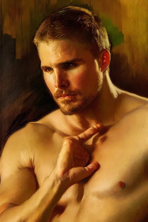 Image similar to stephen amell, painting by gaston bussiere, craig mullins, j. c. leyendecker, edgar degas