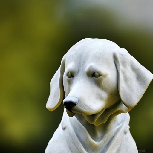 Image similar to marble statue of a dog, realistic, artistic, 4 k resolution, award winning