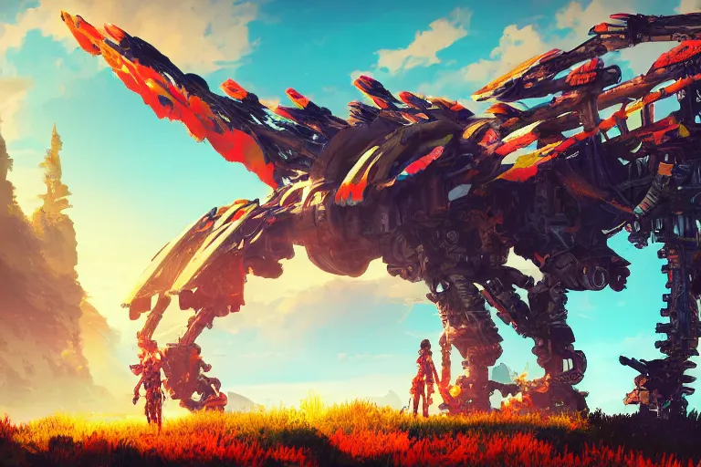 Image similar to sunwing machine mecanical creature robot of horizon forbidden west horizon zero dawn bioluminiscence global illumination ray tracing hdr fanart arstation by ian pesty and alena aenami artworks in 4 k