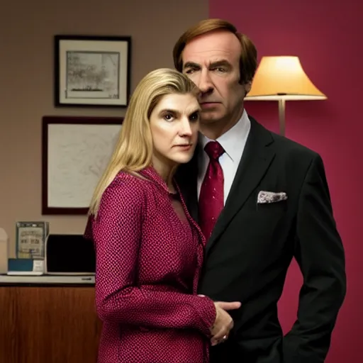 Prompt: saul goodman with Kim wexler portrait, photo