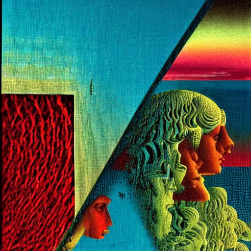 Prompt: A mediterranean sunset in vaporwave colors by max ernst high detail