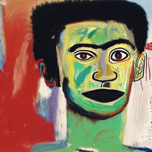 Image similar to painting of jean - michel basquiat by frida kahlo