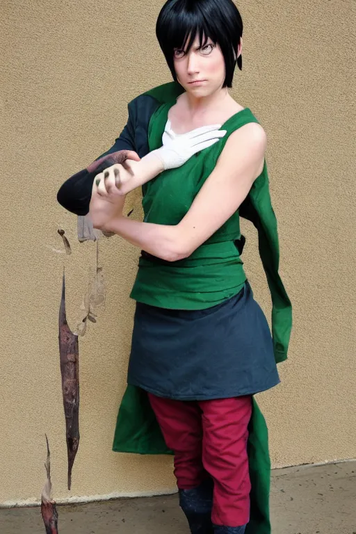 Prompt: a full - length photo of real life toph from avatar