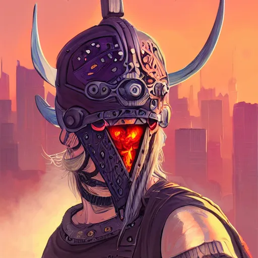 Image similar to cyberpunk viking helmet mask warrior goddess robot ninja fantasy, art gta 5 cover, official fanart behance hd artstation by jesper ejsing, by rhads, makoto shinkai and lois van baarle, ilya kuvshinov, ossdraws