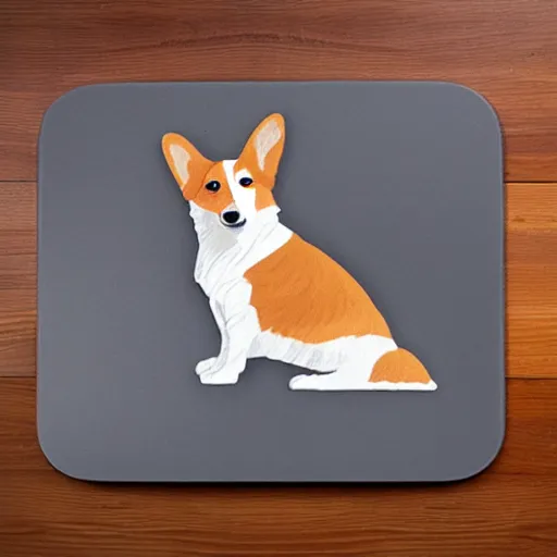 Image similar to a corgi using a cutting board