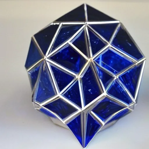 Prompt: the most beautiful sapphire crystal dodecahedron in the world