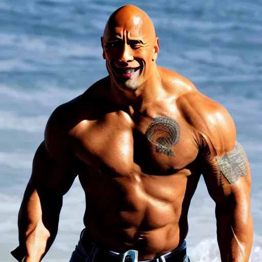 portrait of Dwayne thé rock Johnson with his eyebrow, Stable Diffusion