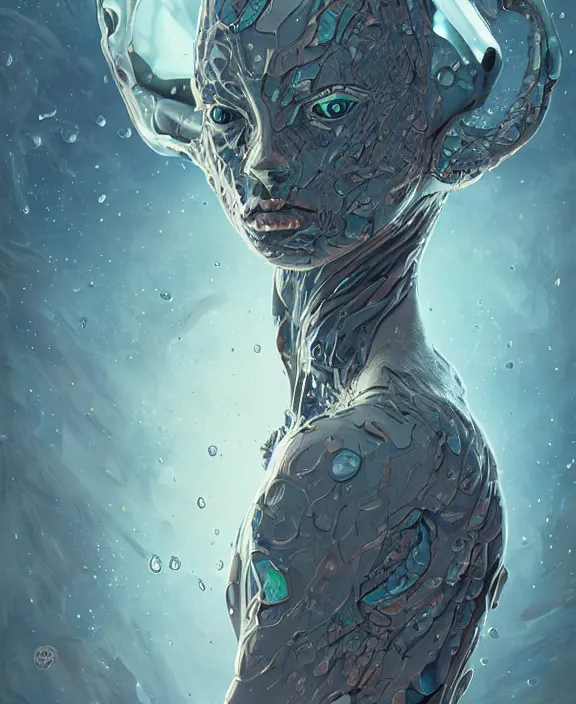Prompt: portrait of a shining slime dripping geometric angular genderless insect alien monster, muscles, rippling, space warping and twisting, ultra realistic, concept art, intricate details, eerie, highly detailed, photorealistic, octane render, 8 k, unreal engine. art by artgerm and greg rutkowski and alphonse mucha