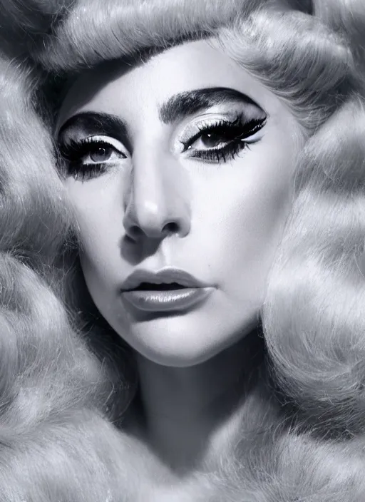 Image similar to lady gaga in a 1 9 6 0 s themed photoshoot, nick knight, annie leibovitz, posing, style, vogue magazine, highly realistic. high resolution. highly detailed. dramatic. 8 k. 4 k.