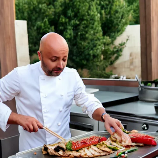 Prompt: joe bastianich making a kebab