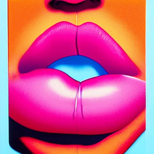 Prompt: lips plastic straw by shusei nagaoka, kaws, david rudnick, airbrush on canvas, pastell colours, cell shaded, highly detailed, intricate background, complex 3 d render, masterpiece