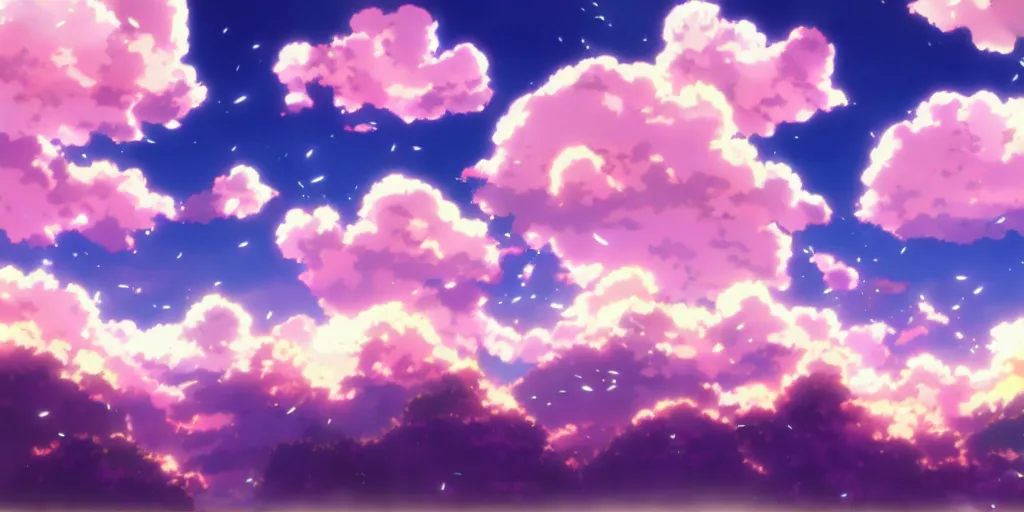 Image similar to A background for an anime-themed social media profile sky bright clouds bloom effect from Skyrim blender studio ghibli clouds