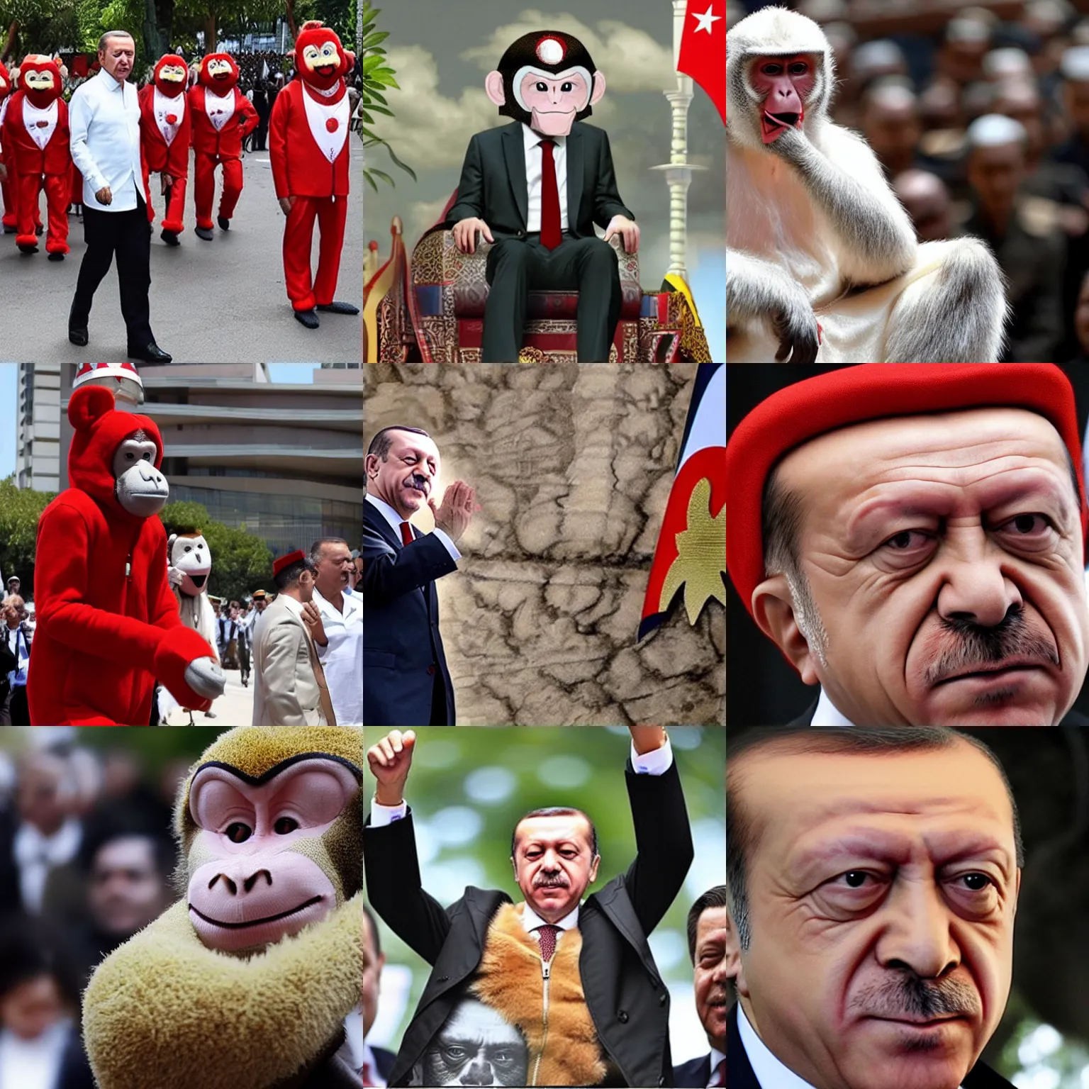 Prompt: Recep Tayyip Erdoğan in Monkey costume, realistic,