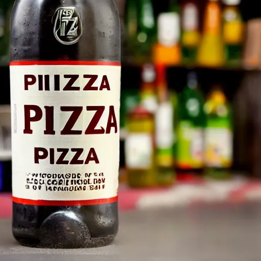 Prompt: a bottle of piza