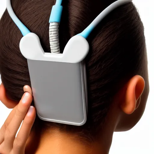 Image similar to usb cable plugged in, back of head, woman, computer, hair clip