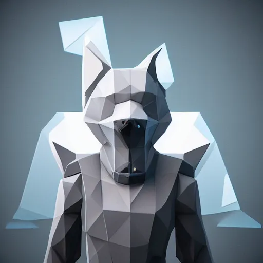 Prompt: Playstation 1 PS1 low poly graphics portrait of furry anthro anthropomorphic wolf head animal person fursona wearing clothes in a futuristic foggy low-poly city alleway