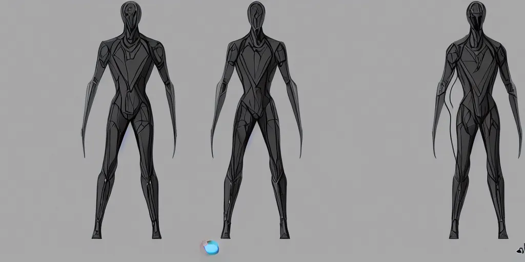 Image similar to male, elongated figure, space suit, concept art sketch, large shoulders, short torso, long thin legs, tiny feet, character sheet, very stylized, concept design