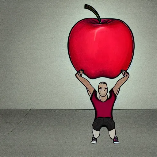 Image similar to an apple doing CrossFit, super detailed, hd image