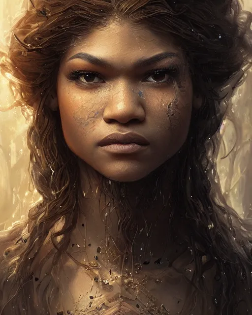 Prompt: zendaya as a fairy, hyper realistic face, beautiful eyes, fantasy art, in the style of greg rutkowski, intricate, hyper detailed, smooth