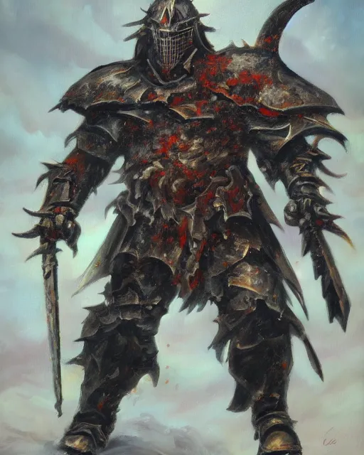 Prompt: an oil painting of a chaos warrior