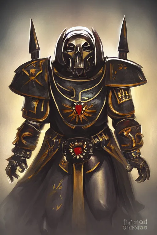 Image similar to warhammer 4 0 k tech priest, symmetrical composition, digital painting, soft light