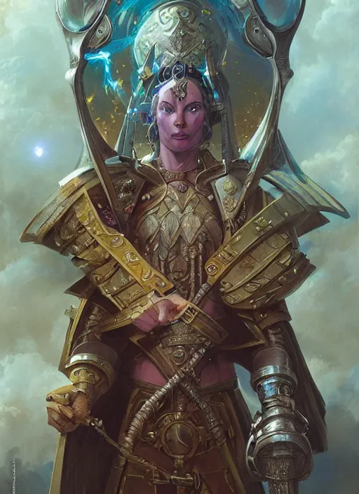 Image similar to hyper realistic photography portrait of medieval religious occult space paladin amazon cinematic, brom, moebius, peter mohrbacher, james gurney, greg rutkowski comic cover