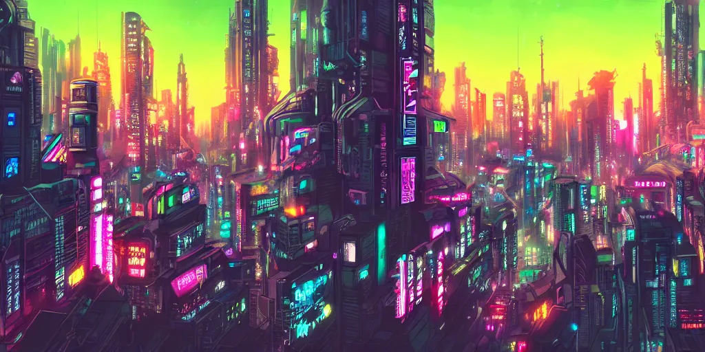 Prompt: cyberpunk city, neo tokyo, social realism, view from eyes, highly detailed, neon colors, artstation, matte, google point of view, illustration, cinematic