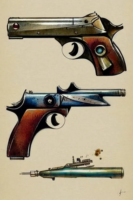 Image similar to ( ( ( ( ( 1 9 5 0 s retro raygun pistol. muted colors. ) ) ) ) ) by jean - baptiste monge!!!!!!!!!!!!!!!!!!!!!!!!!!!!!!