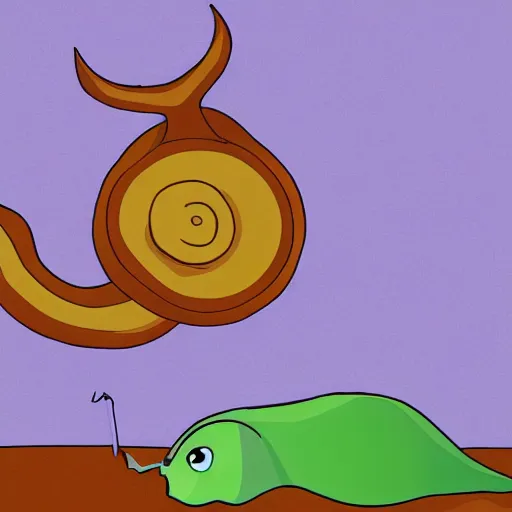 Image similar to satan as a snail, slimy snail in hell