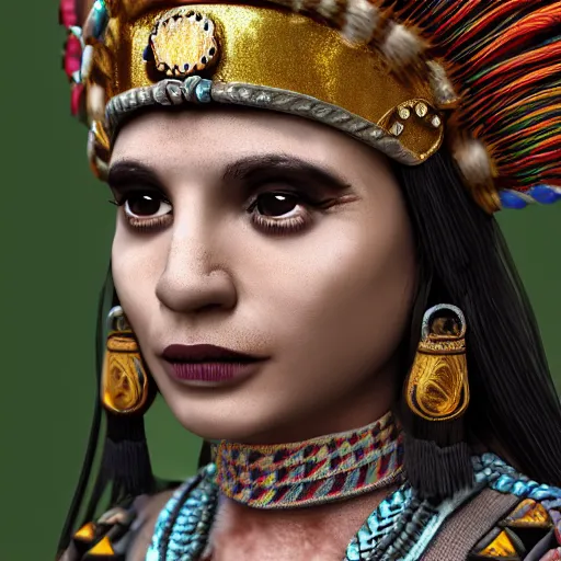 Image similar to mayan priestess, 3 d render, 8 k, sharp focus, realistic