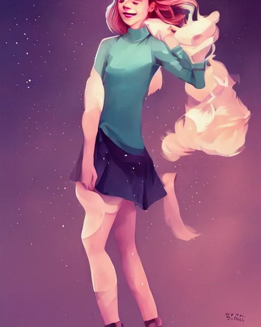 Image similar to beautiful full body Emma Watson smiling illustration by lois van baarle and loish and ross tran and rossdraws and sam yang and samdoesarts and artgerm