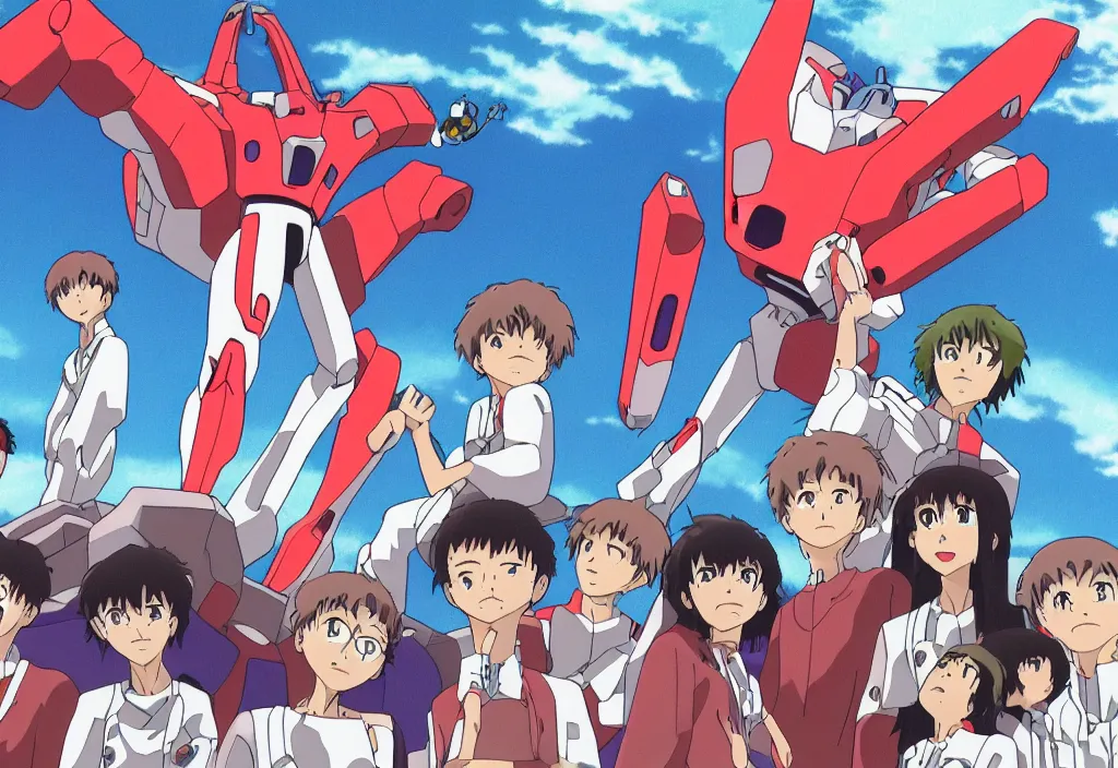 Prompt: a scene from evangelion in studio ghibli style