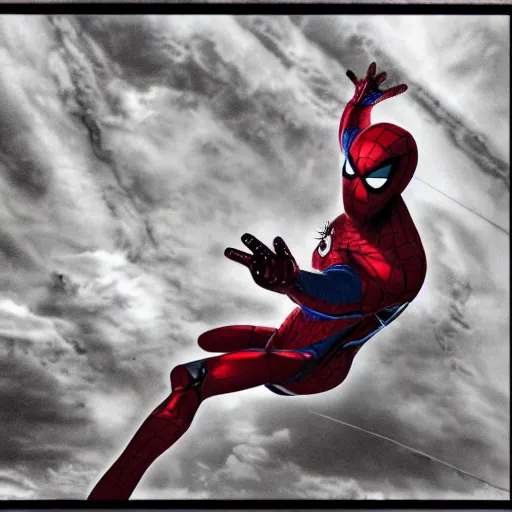 Image similar to a single iron man and spider - man hybrid, dslr, polaroid