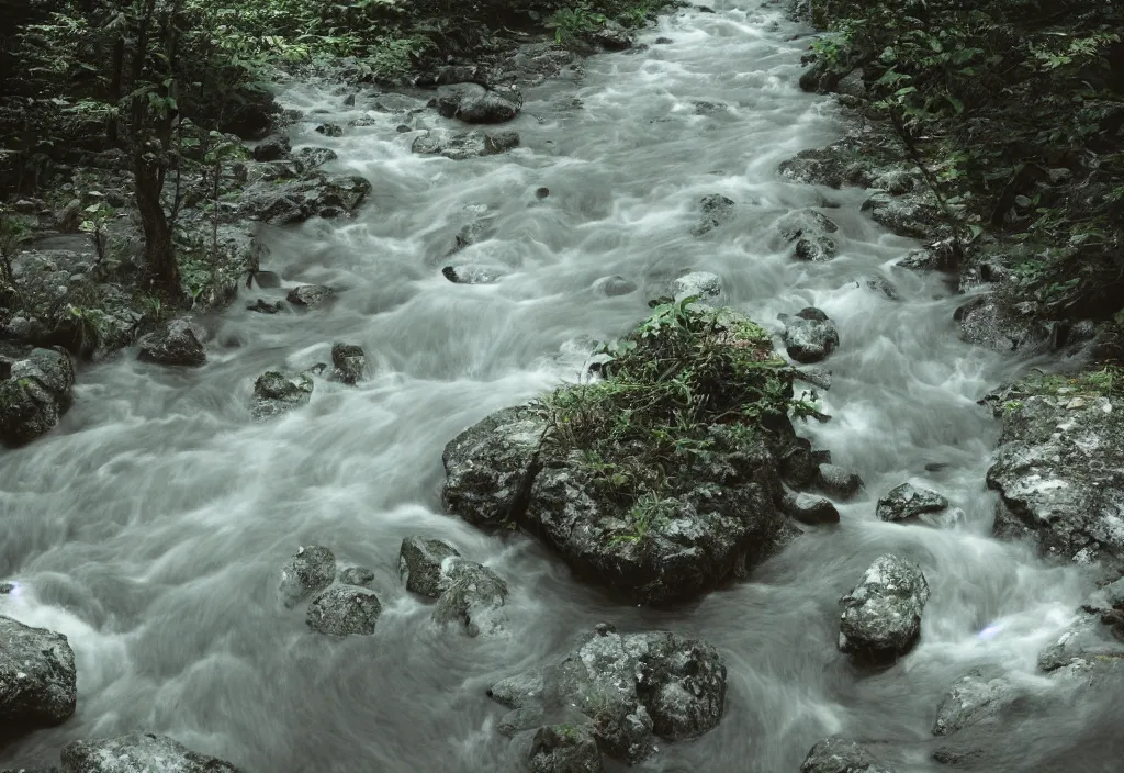 Image similar to kodak portra 4 0 0 photographic and realistic, mount soracte, detailed, octane render, unreal engine, 4 k, artstation, hyper realistic, wide angle, floor flooded, how a river, objects that float, 3 5 mm, sharp focus, soft light, volumetric light, in the style of gregory crewdson