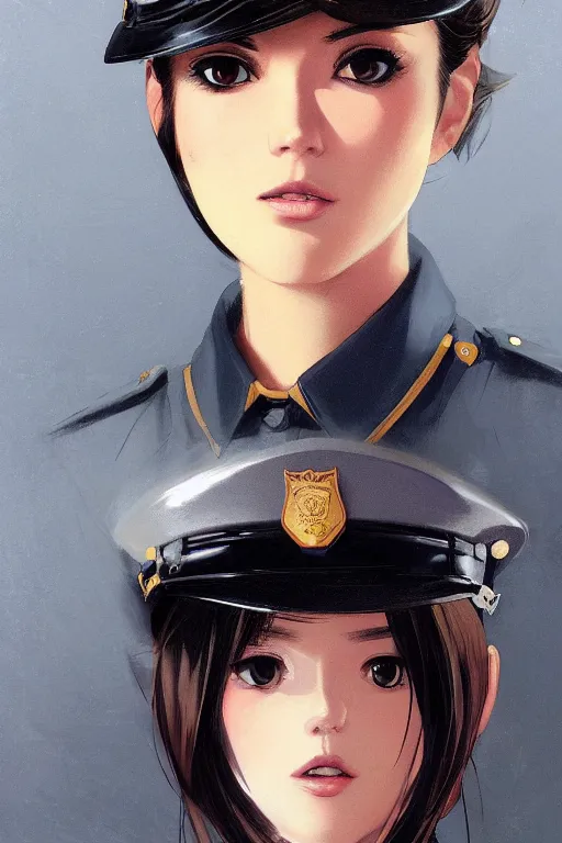 Image similar to a policewoman, girl, full shot, intriguing outfit, fine - face, realistic shaded perfect body, fine details. night setting. very anime style. realistic shaded lighting poster by ilya kuvshinov katsuhiro, magali villeneuve, artgerm, jeremy lipkin and michael garmash, rob rey and kentaro miura style, trending on art station