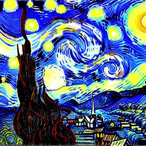 Prompt: a tardis by van gough in the style of starry night